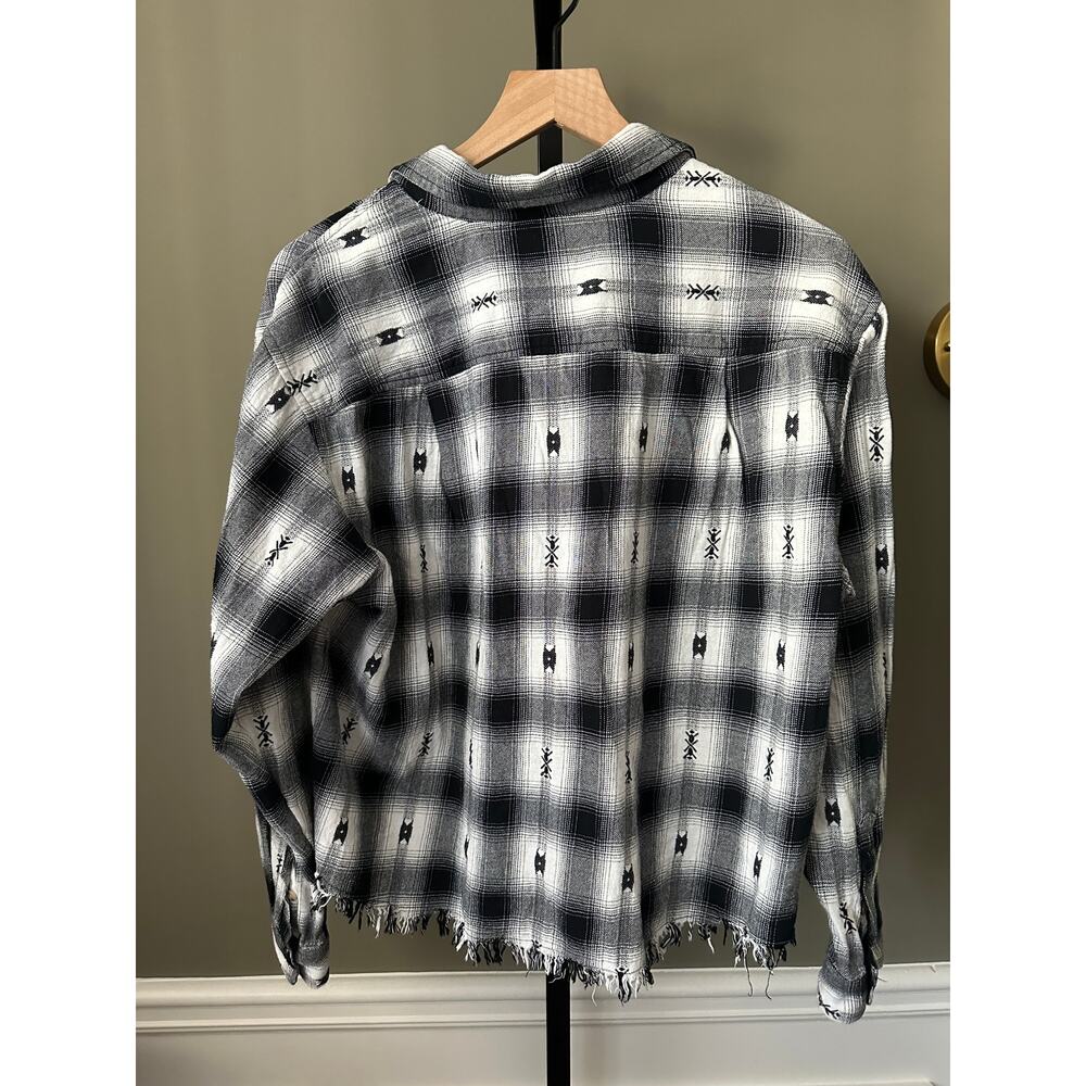 Lucky Brand Western Distressed Flannel Black and White Medium Womens - Picture 4 of 6